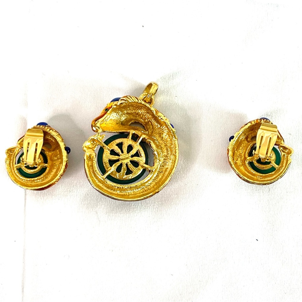 VTG Selro Rare Dragon Pendant & Earrings Set - Picture 4 of 7